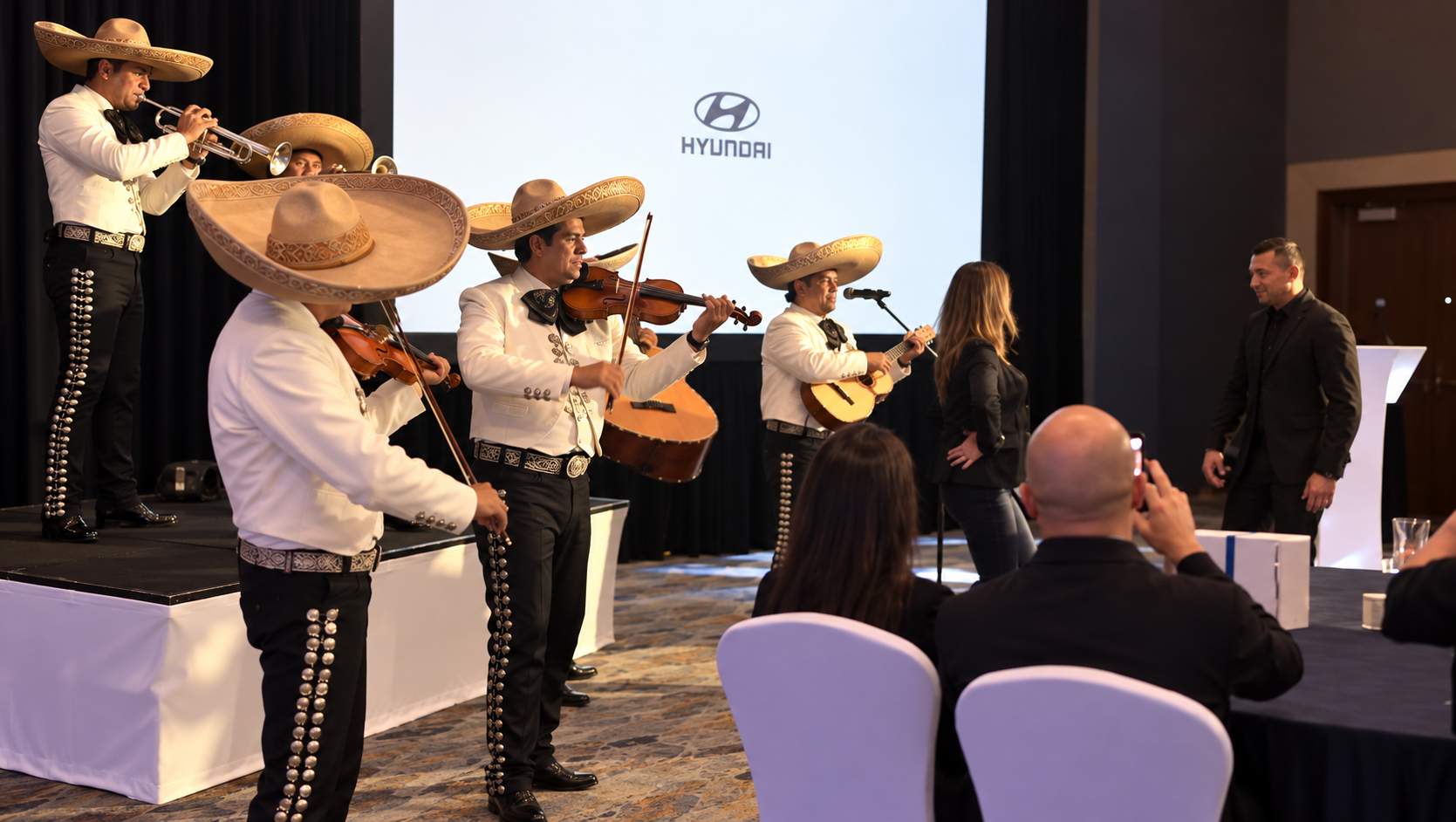 Mariachi Gran Reserva performing during a Hyundai convention at a Cancun hotel