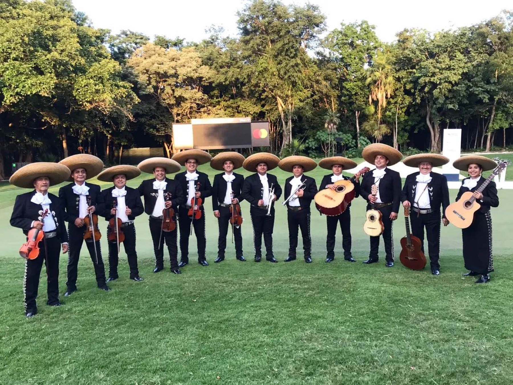 Mariachi accompanying a bride at a hotel